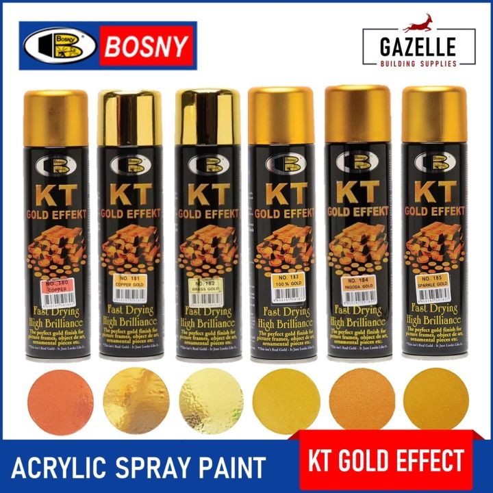 Durable Bosny KT Gold Effect Spray Paint Metallic Colors Chrome Mirror ...