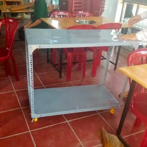 KỆ SẮT V LỖ 2 TẦNG ( CÓ BÁNH XE) RỘNG 40CM X DÀI TỪ 60CM ĐẾN 150CM X CAO NHIỀU KÍCH THƯỚC LỰA CHỌN