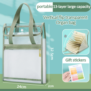 13-Layer Handle Folder Long File Organizer Expanding A4 File Folder Portable Folder Bag