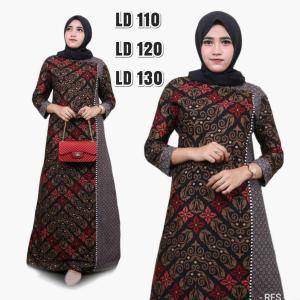 GAMIS BATIK KATUN KOMBINASI - GAMIS BATIK JUMBO LD110 LD120 LD130 LD140