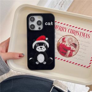 💗Internet celebrity trend+In stock+COD Velvet Embroidered Jellycat Lucky Cat Hanging Rope Suitable for 16 Phone Cases 15 ProMax New iPhone 14 Autumn/Winter iPhone 13 Silicone 16 ProMax Soft Case 12 Cute 11 Women