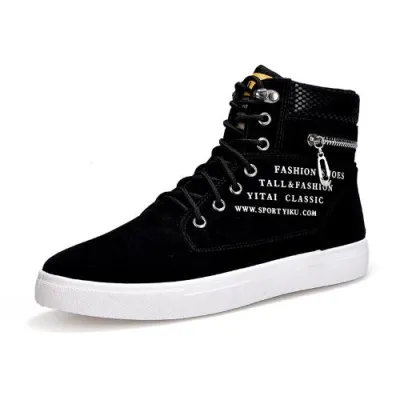 British Cowboy Black Leather Boots for Men Fashion Martin High-Top Boots Anti-slip and Waterproof Casual shoes for riding motorcycle