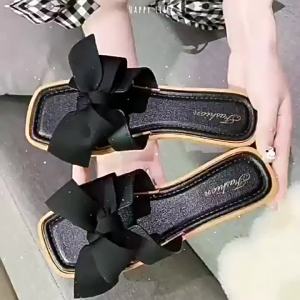 [Free Shipping] WomenS Summer Bowknot Slippers For Outdoor Wear New Fashion Home Flat Non-Slip Slide Sandals With Soft Soles