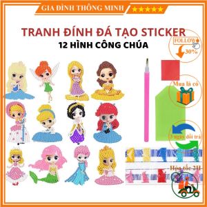 Set 12 Sticker Tranh Đính Đá Hạt Kim Cương Nhân Tạo Cho Trẻ Em Nhiều Chủ Đề Rèn Luyện Kỹ Năng Tập Trung.