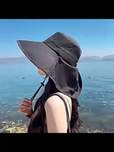 Sun Protection Hat Anti-UV Face-covering Shawl Hat Windproof Fisherman Hat for Men Women Beach Hat PAZU