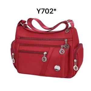 CATHERINE BAGS#702 Korrean multple pocket nylon crossbody bag for Women featuring several zippered compartments