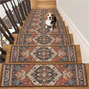 GORGE Self-adhesive Stair Treads 8x30 Inch Non-Slip Stair Mats Trendy Reusable Carpet Indoor Use