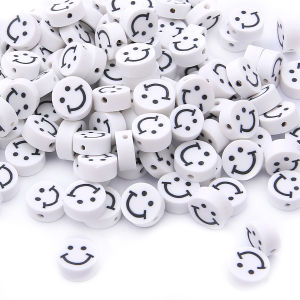 30Pcs 10x4mm Colorful Soft Clay Spacer Beads Flat Round Smile Beads For Bracelet Making DIY Necklaces Jewelry Accessories