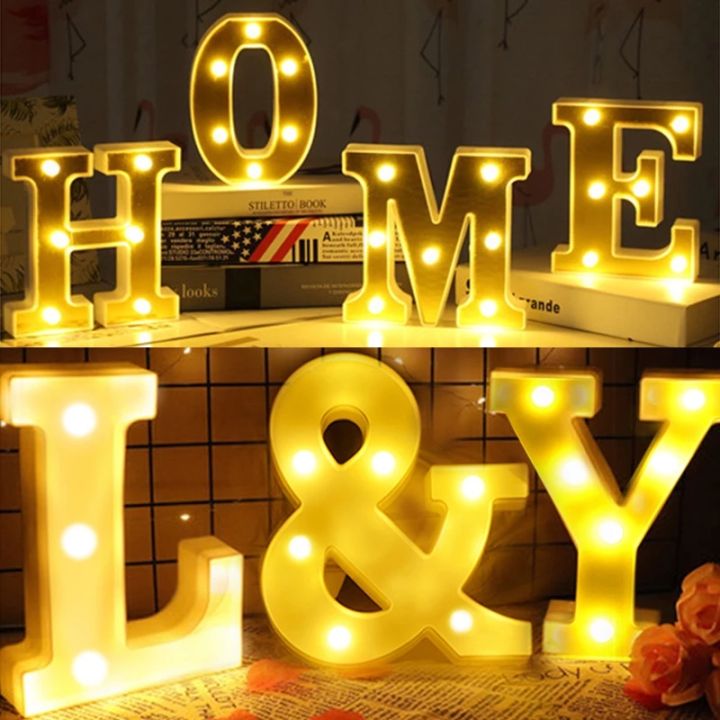 DIY 3D Letter Light LED Night Lights 26 English Marquee Sign Alphabet ...