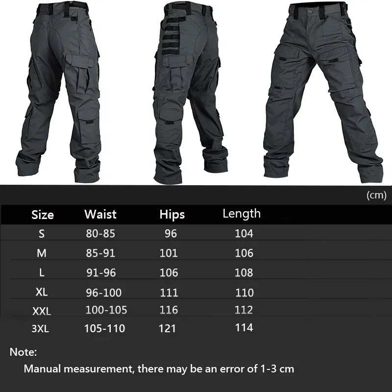 Military Tactical Pants For Men Black Multi Pocket Work Clothes