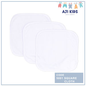 AJI 3 pcs White Cotton Baby Square Towel Cloth for Baby Infant "Plain" Set