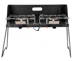 Portable 2‑Burner Butane Stove with Folding Lid & Stand Outdoor Camping Picnic Double Burner Gas Stove