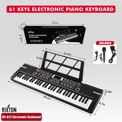 Rixton 61 Key Charging Multifunctional Professional Electronic Piano For Beginners Adults And Children (RX-612 Piano Keyboard)