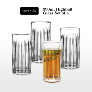 CRYSALIS ROYALTY Highball Glass set of 4 Glass Water Juice Soda Liquor Glass Glassware Drinking Set 14oz