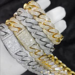 Bling Zircon Cuban Link Chain for Men Iced Out 20mm Width Big Bubble Cuban Necklace Hip Hop Mens Jewelry Wont Flip