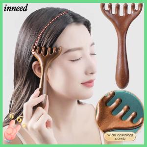 INNEED Six-Claw Head Meridian Massage Comb Anti-static Handheld Massage Gua Sha Tools Durable Wide Tooth Long Handle Comb for Promote Blood Circulation