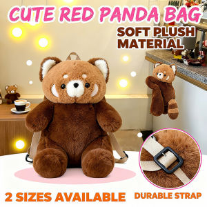 Cartoon Raccoon Plush Backpack Kawaii Teddy Bear Bag with Detachable Strap for Girls Fashion Gift