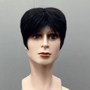 【B.Q】Fashion Full Wig 100% Real Human Hair Stylish Design for Men