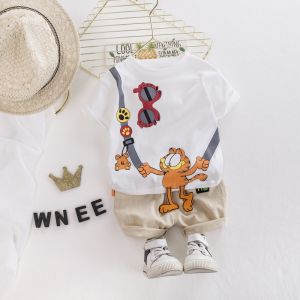 Set Katun Celana Pendek Lengan Pendek Kaos Bayi Laki-laki Garfield