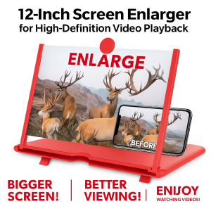 HD Pull Out Phone Magnifier 10-12 Inch With Adjustable Stand For Video