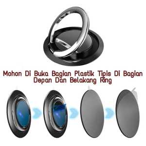 Phone Ring Holder Stand Universal Hp Cincin Bulat Ring Besi Magnetic Standing Degree Smartphone