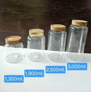 ขวดโหลกลมลายเรียบ ฝาไม้ 1300 / 1900ml. / 2500ml. / 3000ml.