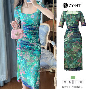 ZYHT（ล้างสต๊อก ใช้คูปอง299บาทขึ้นไป）เดรสผู้หญิง เดรสสีเขียว เดรสไปงานแต่ง ชุดไปทะเล เดรสลายดอก เดรสทำงาน เดรสออกงาน เดรสเซ็กซี่ เดรสเกาหลี ชุดออกงาน EraVogue 10104