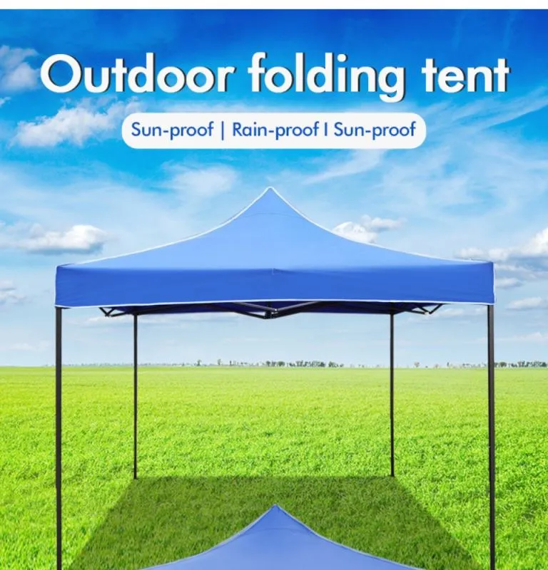 Tent 3x3m Foldable Outdoor Durable Tent Accessories Blue Red Oxford Camping Retractable Tent Porable Canopy Awning Top Cover Outdoors Camping Waterproof Sun Shelter Sunshade Garden Beach UV Sun Shield...