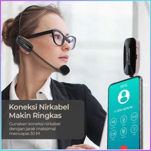 COD TaffSTUDIO Mic Wireless Bando Jepit Tanpa Kabel /Mik Buat Imam Mesjid Adzan Jarak Jauh Microphone UHF Call Center with Transmitter - HX-W002