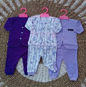 Seri Ungu 3 Setel Baju Bayi Bewborn Baru Lahir Lengan Panjang Kado Bayi 0-3 Bulan Azmy Baby 100% Premium