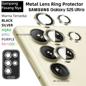 1 SET! RING 5 Full Frame Lens SAMSUNG S25 ULTRA S24 FE S22 S23+ Ultra Plus + Tempered Kaca Glass Penuh Ful Cover Protector Pelindung Lensa Kamera Belakang Back iRing Metal Alloy Temper Glas Cam Tempred Kaca Cin Cin Bezel Bezzel Bulet 5 PCS Color Murah