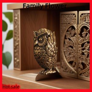 Family Flower Flash Sale 1Pcs Bookshelf Decoration Vintage Brass Owl Statue Ear Covering Animal Sculpture Desktop Home Office Ornament Unique Gift