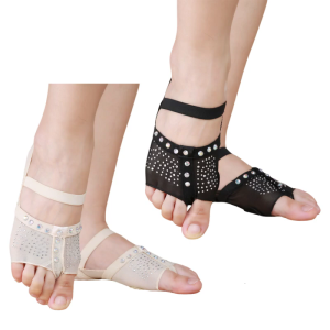 1 Pair Elastic Belly Dance Foot Pad Rhinestones Belly Dance Practice Shoes Slip Resistant Breathable For Men And Women