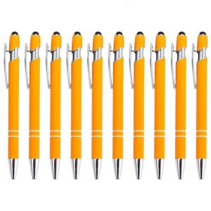 10ชิ้นปากกาหน้าจอสัมผัสอลูมิเนียมปากกาลูกลื่นปากกาสไตลัสอเนกประสงค์สำหรับการเขียนเอกสารโทรศัพท์แท็บเล็ต