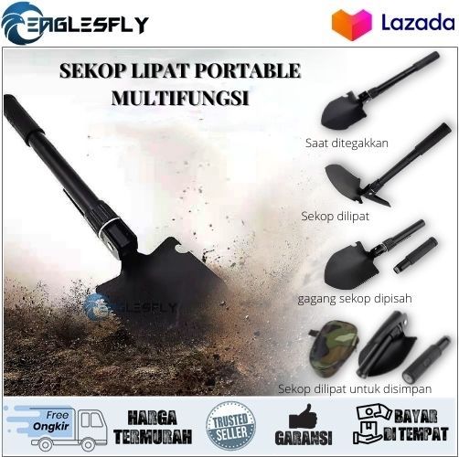 Sekop Gergaji lipat besi outdoor Multifungsi Cangkul pacul  Shovel Stainless mini portable Berkebun Camping Survival  gali tanah Murah Praktis