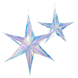 【4Pcs/Set】Five-pointed star pull flower graduation ceremony ornaments wedding birthday shopping mall decoration party supplies neon film pendants