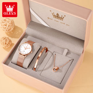 OLEVS Jam Tangan Wanita Anti Air Original Terbaru Kecil Women Set Watch Kuarsa Kalung Gelang Kombinasi