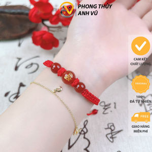 Vòng tay tết chỉ đỏ (đen) cho người tuổi thân có in hình con giáp - May mắn tài lộc bình an - Phong Thủy Anh Vũ