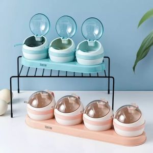 【Soft Lip Shop】Condiments Organizer Condiments & Spices Storage Container Rack High Quality Design for Solid or Liquid
