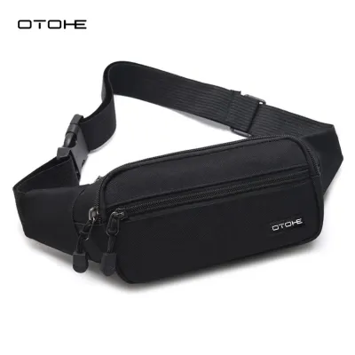 OTOHE Men’s Waist Bag Chest Bag Crossbody Bag Multi-Functional Fitness Bag Three Layer Pocket Design Small Waist Pouch Waterproof Wear-Resistant Waist Bag with Adjustable Strap for Workout Running