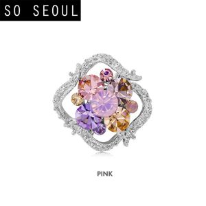 SO SEOUL Julian Vintage Wavy Square Shaped Austrian Crystal Mini Baby Brooch Keronsang Hijab Pin