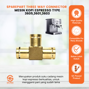 Spare Part Three Way Connector / Valve Copper Mesin Kopi Espresso FCM / CRM 3605 3601 3603 Sparepart Pipa F Bahan Tembaga Original