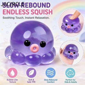 JACIRCLE Octopus Squishy Toy TPR Stress Relief Ball Slow Rebound Squeeze Toy Bubble Pop Fidget
