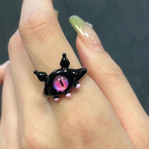 Ka💥Kucing Hitam Lucu Cincin Monster Kecil Mata Besar Kartun Keren Kartun Cincin Pasangan Lovely