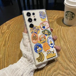 Crashstar MagSafe màu vàng dễ thương phim hoạt hình mềm trong suốt Ốp điện thoại cho Samsung chống sốc Galaxy Note 20 Ultra S25 S24 S23 S22 Ultra S21 Plus + S20 FE A16 A06 A55 A35 A15 a05s Vỏ ốp điện thoại sạc không dây có bảo vệ máy ảnh