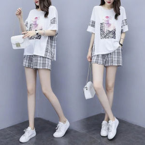 2025 Thời trang mùa hè mới bộ đồ ngắn nữ tính áo sơ mi rộng áo tay ngắn quần bộ hai mảnh cho phụ nữ