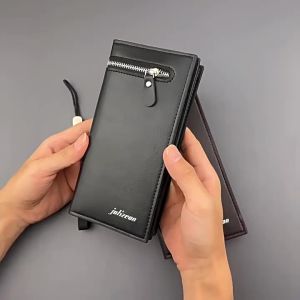 AE New mens long wallet with zipper mens clutch bag large-capacity phone bag mens portable small handbag simple design