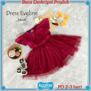 Dress Eveline | Baju Katun Anak Perempuan dan Dewasa | Kostum Natal Pesta Ulang Tahun Toyobo Murah
