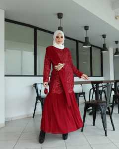 RED LOVE 136 / GAMIS DUYUNG SELENDANG RENDA/ GAMIS TUTU SELENDANG BORDIR/ GAMIS DUYUNG SELENDANG