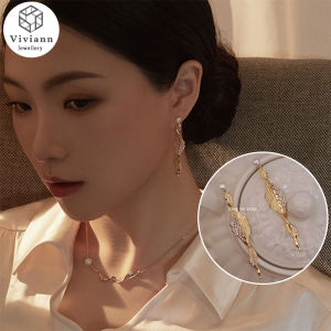 Viviann Original Advanced Design s925 Silver Post Stud Earrings Geometric Twist Pearl and Diamond Long Tassel Earrings Luxury French Pearl Long Tassel Earrings For Women Girl Fashion Jewelry